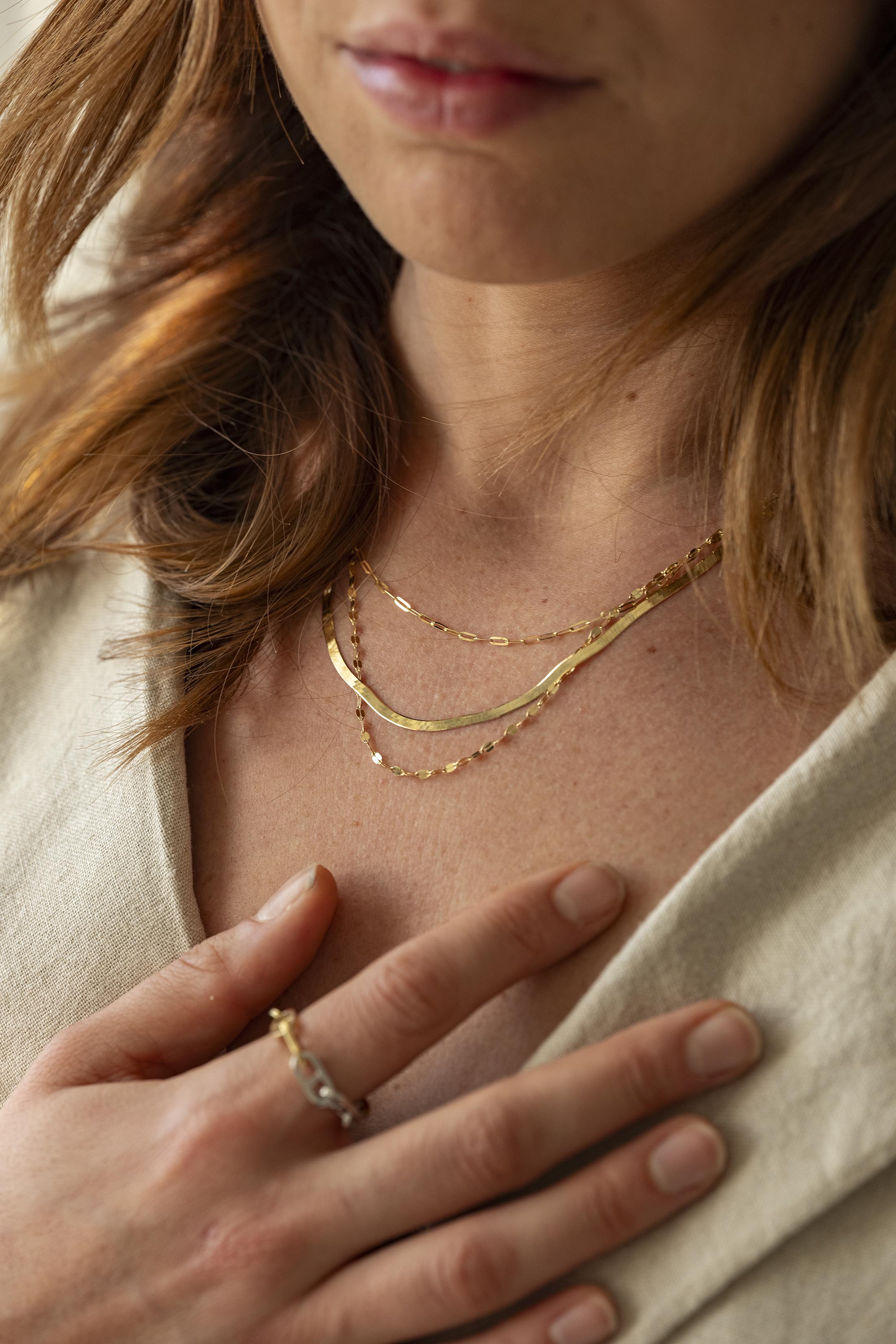 Collier chaîne or plat