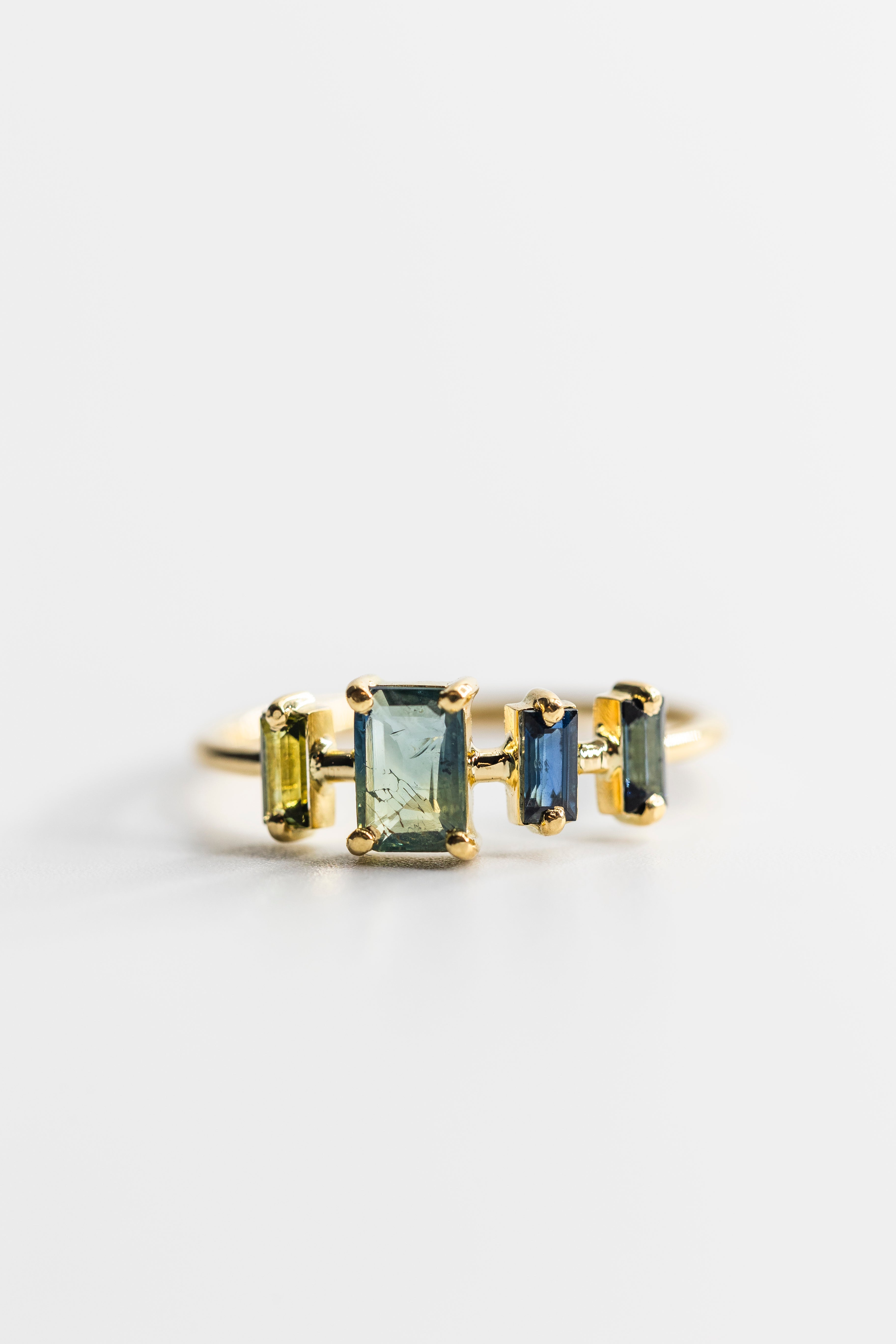 Bague Matcha saphirs et tourmalines